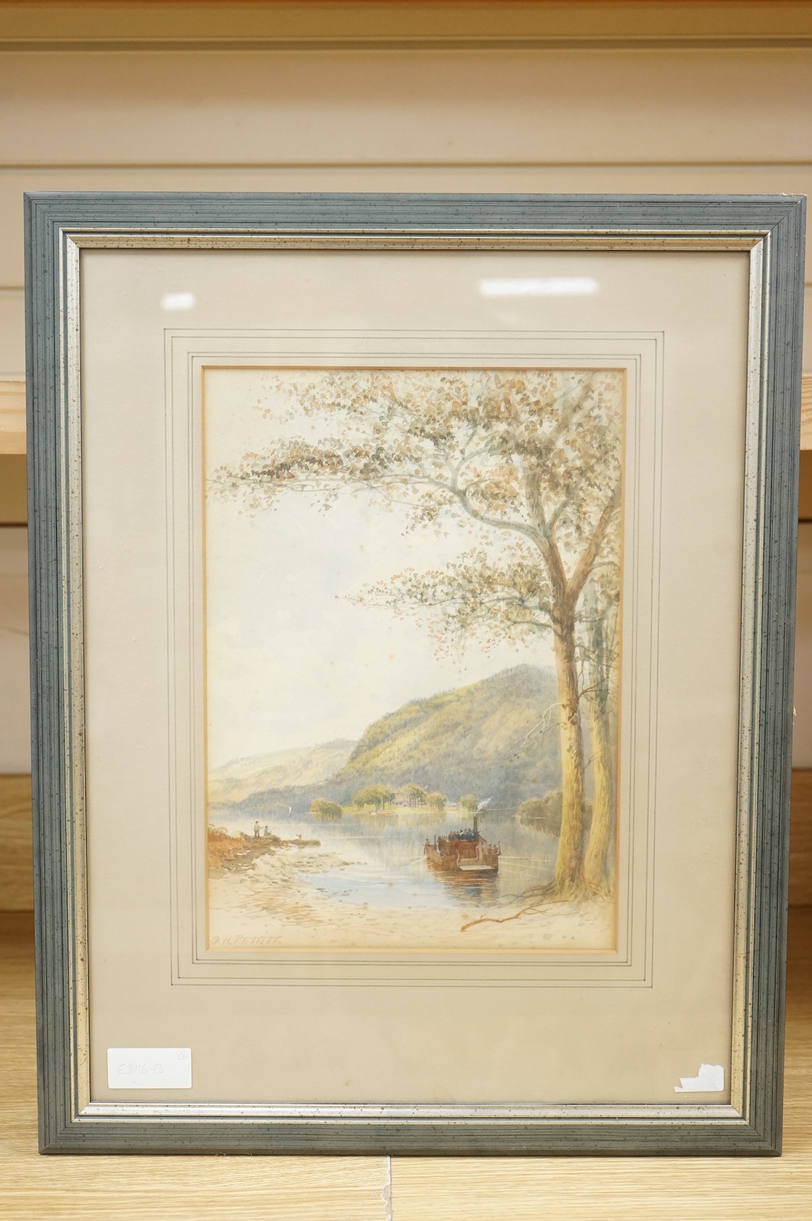 G. H. Pettitt (19th / 20th. C), Lakeside view, signed, watercolour, 34 x 24cm